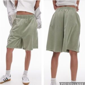 Topshop Acid Wash Longline Shorts Sage Green 4-6‎